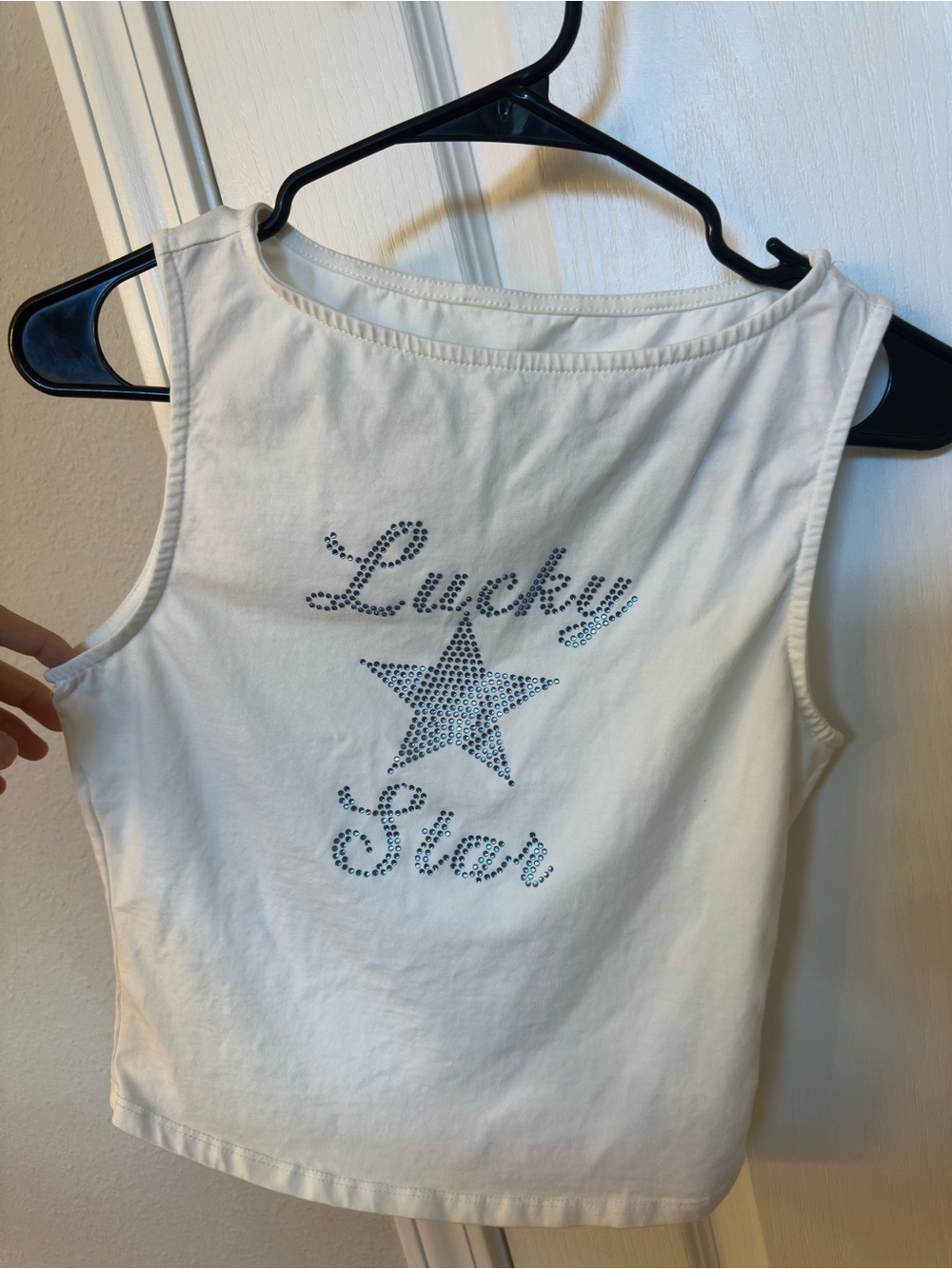 White Rhinestone 'Lucky Star' Tank - Picture 9 of 9